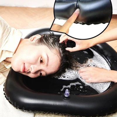 Bac à shampoing gonflable réutilisable pour se laver les cheveux au lit - Photo 1/4
