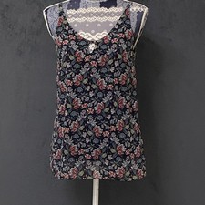 Cabi Flirt Camisole Womens XS Navy Floral Tank Top Adjustable Spaghetti Straps