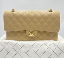 Chanel Medium Classic Double Flap Bag in Beige Caviar with Gold Hardware NEW Tag