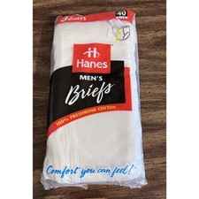 Vintage 1997 Hanes Men's Briefs 38 White 3 Pack Tighty Whities Made In USA New