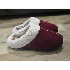Ultraideas Womens Slippers Medium US 7-8 Burgundy Sherpa Lined Cozy House Shoes