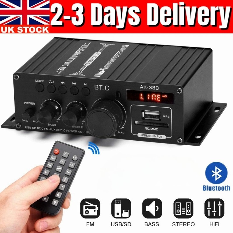 40W Bluetooth HiFi Power Amplifier Audio Digital Stereo FM AMP With Remote HOT