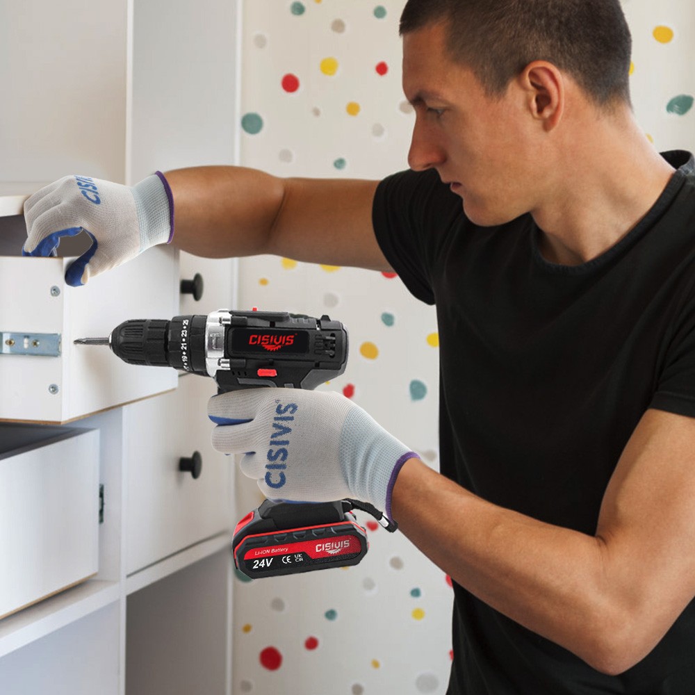 24V Cordless Drill Set Electric Power Drill 28Pcs with 3/8 Inch Keyless Chuck