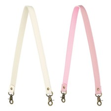 2Pcs 23.6" Leather Purse Strap with Bronze Lobster Buckles, Pink/Beige
