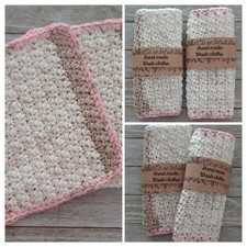 handmade crochet washcloths wash cloth spa bath reusable blush pink brown #1