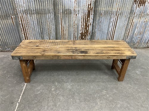 Rustic Folding Bench (54x14.5) Vintage Reclaimed Wood Bench, Farmhouse Seat, A72