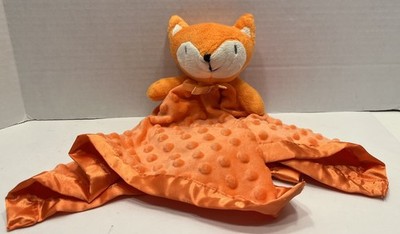 Pro Goleem Orange Fox Lovey Security Blanket Minky Dots On Front Silky back 16 