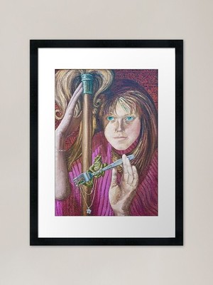 Frog and the Fork, oil on canvasboa Framed Wall Art Poster Canvas Print Picture
