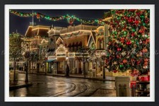 Peelable Wallpaper Poster Christmas Lights Disneyland CA Night 874 585mm