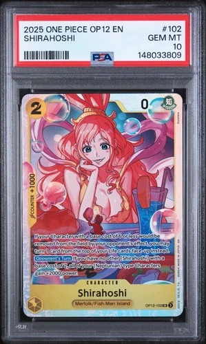 2025 ONE PIECE OP12-LEGACY OF THE MASTER #102 SHIRAHOSHI PSA 10