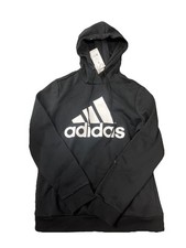 adidas Essentials Logo Fleece Womens Hoodie Black Gym Hooded Adjustable Sports M