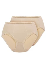 Exquisite Form 2-Pack Control Top Lace Shaping Panties Size 4XL Beige
