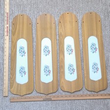 Set of 4 Vintage Rustic Wood Grain Ceiling Fa...