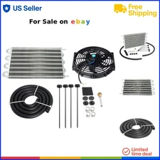 Aluminum Transmission Cooler Kit 8 Row & 10" Fan Heavy Duty Towing