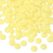 180 Pcs Bulk Silicone Lentil Beads, 12mm Abacus Beads, Light Yellow
