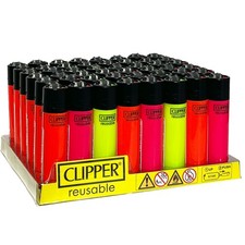 48 - Tray of Clipper Neon Lighters - Orange, Green Pink