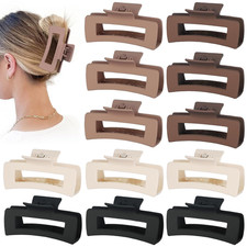 12 Pcs Large Hair Claw Clips for Thick Hair, 4.1 X 2.1 X 1.2 Inch, Square Hair C