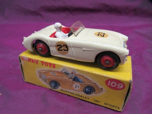 Auto d'epoca Dinky Toys Austin Healey 100 Sports #109 con scatola PULITA!