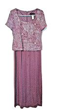 Alex Evenings Women's Mauve Elegant glitter top, 1 Piece MaxiEvening Dress Sz 8