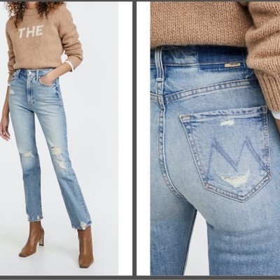 MOTHER Superior High Waisted Rider Skimp in The Confession Distressed Size 25