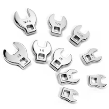 10 Piece 3/8 Inch Drive SAE and Metric Crowfoot Wrench Set