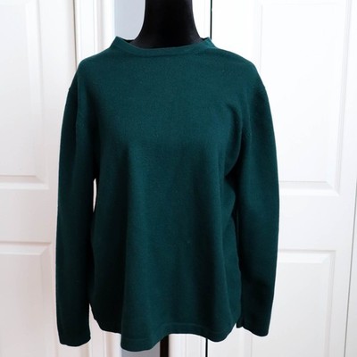 Eddie Bauer Italian Merino Wool Stretch Sweater Forest Green Women's Sz XL