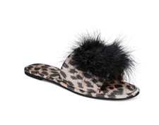 Inc International Concepts Women's Satin Pom Slide Boxed Slippers Cheetah Small