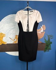 Karen Millen Black & Cream Lace Panel Pencil Dress Size 14 – Smart Occasion Wear
