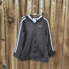 ADIDAS  Boys Black Full Zip Polyester Classic Hoodie Jacket 7