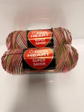 Red Heart Super Saver yarn 5 oz 244 yds Multicolor Pink Camo lot of 2