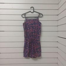 Marimekko Navy & Pink Floral Print Sleeveless Straight Neck Romper Kids YR 11-12
