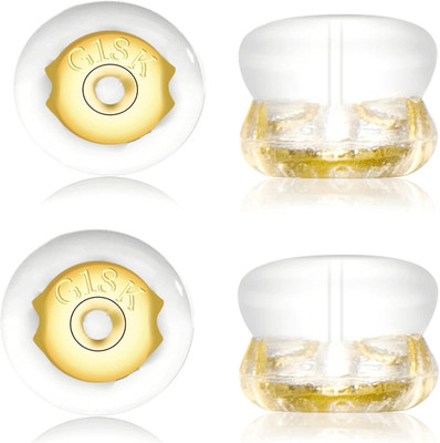 Earring Backs,18K Gold Silicone Earring Backs for Studs/Droopy Ears,Locking S...