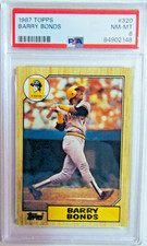 Barry Bonds rookie card 1987 topps psa 8. rookie card picture