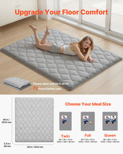 Japanese Tatami Mat, Queen Size Foldable Japanese Tatami Mattress, Gray
