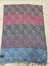 Sacred threads Women's 100 Wool Scarf Size 27 x 82 Patterned