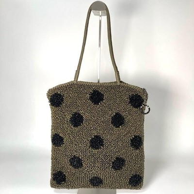 ANTEPRIMA Wire Tote Bag Khaki Black Wire Frame Polka Dot Near Mint