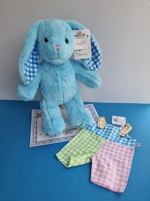 BUILD A BEAR blau Gingham Pawlett Hase Kaninchen & Overall Frühling Ostern neu mit Etikett 