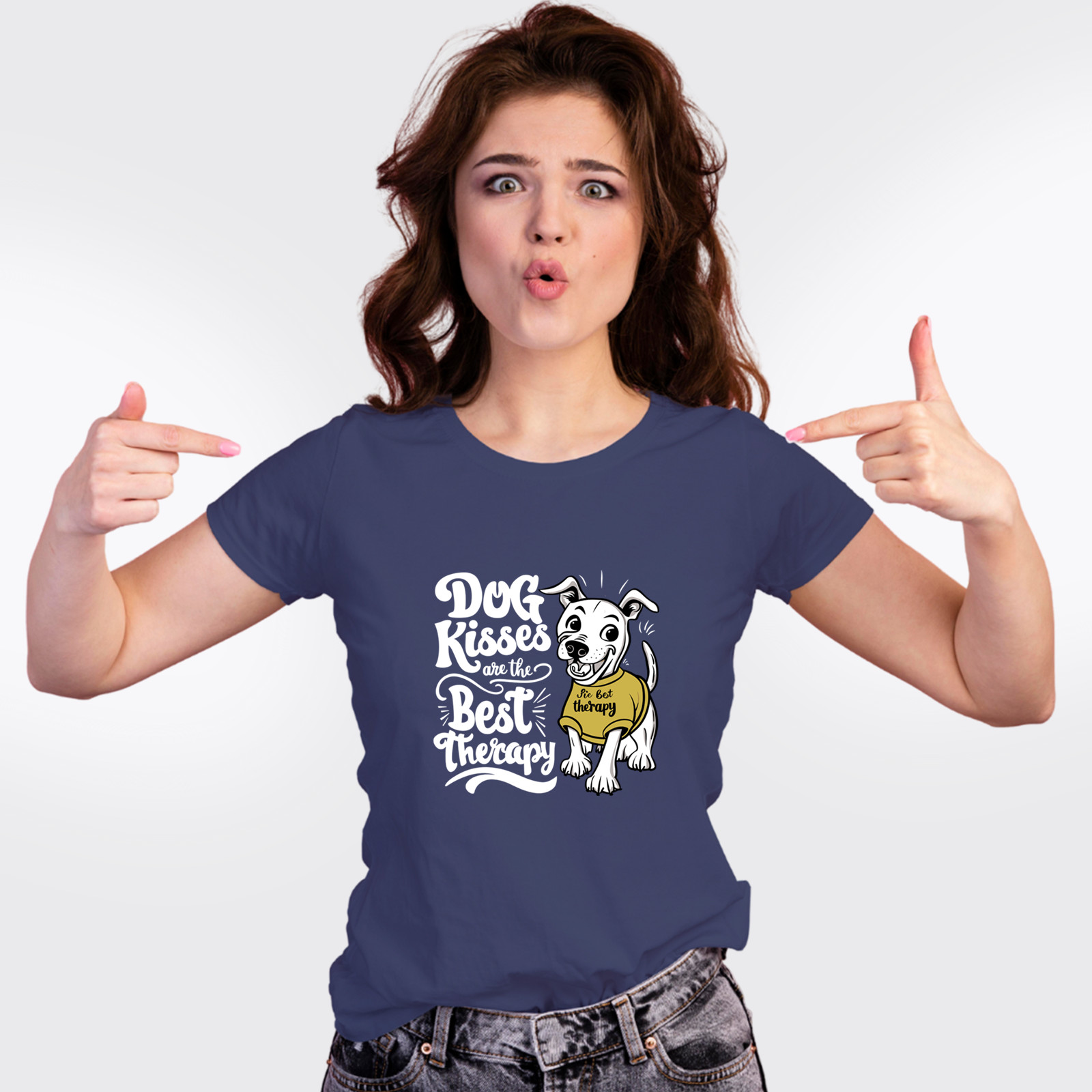 Dog Kisses Are the Best Therapy T-Shirt | Cute Dog Lover Tee | Funny Pet Gift