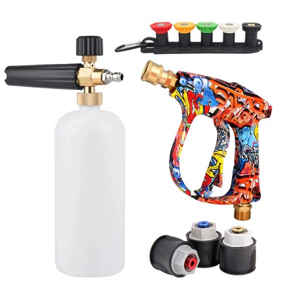 #ad 4350PSI High Pressure Water Gun with Graffiti Design 1L Foam Cannon amp; 1 4quot; Quic $69.99