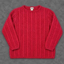 L.L.Bean pink cable knit cotton sweater women s large