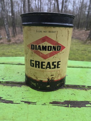 Vintage Diamond Grease Can 5lb. 1/3full