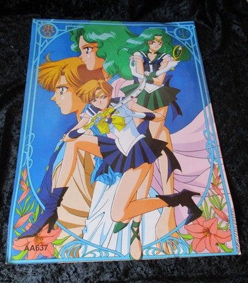 Vtg 90's Sailor Moon Uranus and Neptune Anime Wall Poster #AA637  21'' x 15''