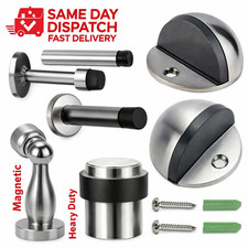 Door Stop Heavy Duty Projection Floor Skirting Rubber Stopper Chrome Satin Stops