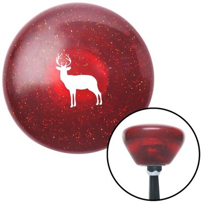 White Deer Silhouette Red Retro Metal Flake Shift Knob w/ M16x1.5 Insert Auto