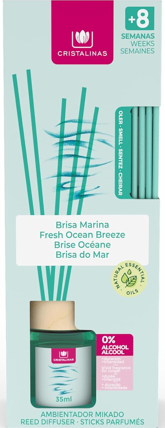 Cristalinas Reed Diffuser Home Office Air Freshener 25ml - Fresh Ocean Breeze