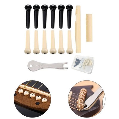 Hochwertiges Akustikgitarre Teile Set 12-teilig Steg Pins Sattel Mutter Ersatz