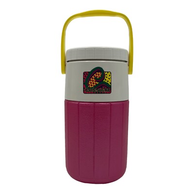 Vintage 90s Coleman Neon Graphic Water Jug Cooler Magenta 1/2 Half