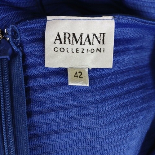 Armani Collezioni Pencil Dress UK 10 IT 42 Blue Ribbed Striped Designer - Picture 6 of 6