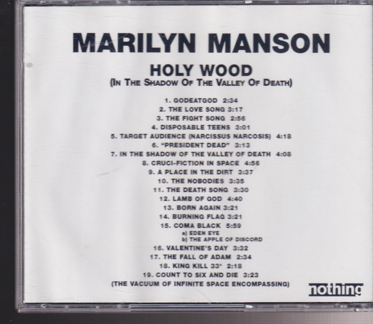 Marilyn manson holy wood advance cd-r promo 2000 | eBay