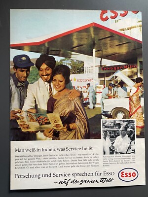 Esso Tankstelle Indien Oldtimer Original 1963 Vintage Advert Werbung Reklame
